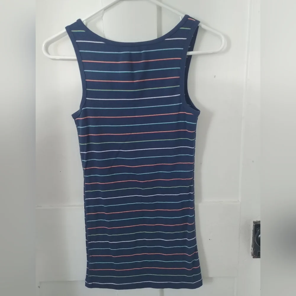 3/$25 Time and Tru Women's Striped Tank Blue Size Medium - Picture 2 of 3